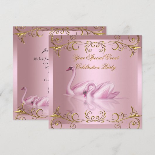 Elke gebeurtenis zwaait de goudroze legant partij kaart (Voorkant / Achterkant)