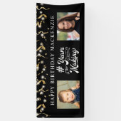 Elke geboortedag Foto jaren in het zwarte goud Spandoek (Verticaal)