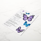 Elke gekleurde vlinder Elegant Quinceanera Folie Uitnodiging (Gedraaid)