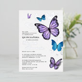 Elke gekleurde vlinder Elegant Quinceanera Folie Uitnodiging (Staand Voorkant)