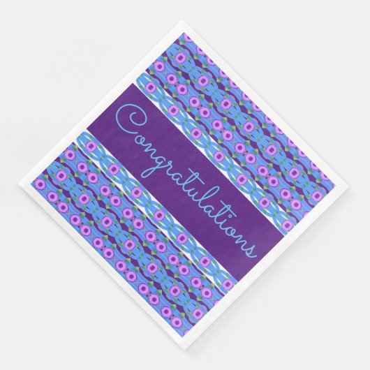 Elke gelegenheid Blauw en Paarse Gefeliciteerd Servet (Hoek)