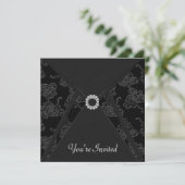 Elke gelegenheid Elegant Black Party Kaart (Staand voorkant)