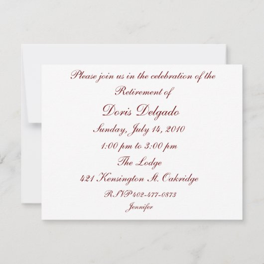 Elke gelegenheid, uitnodiging tot vervroegde uittr (Achterkant)