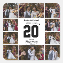 Elke gelukkige verjaardag 10 foto collage vierkante sticker