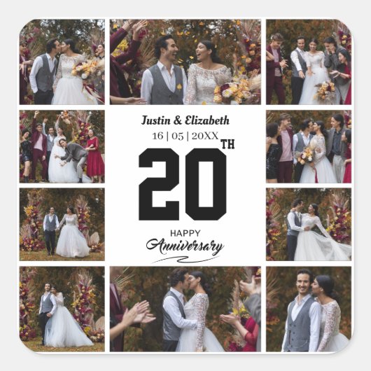 Elke gelukkige verjaardag 10 foto collage vierkante sticker (Voorkant)