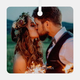 Elke gepersonaliseerde gedateerde foto metalen ornament