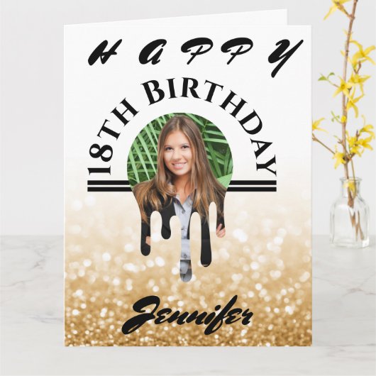 Elke Glitter Glitter-Kaart op maat van uw leeftijd Kaart (Gele Bloem)