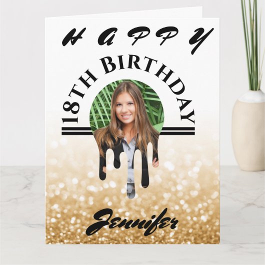 Elke Glitter Glitter-Kaart op maat van uw leeftijd Kaart (Voorkant)