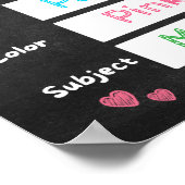 Elke graad zwart schoolbord eerste dag van school poster (Hoek)