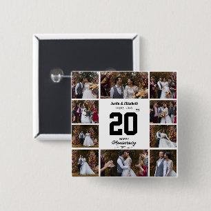 Elke Happy Jubileum 10 Fotocollage Vierkante Button 5,1 Cm