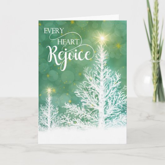 Elke Heart Rejoice Winter Pine Religieuze Feestdagen Kaart (Voorkant)