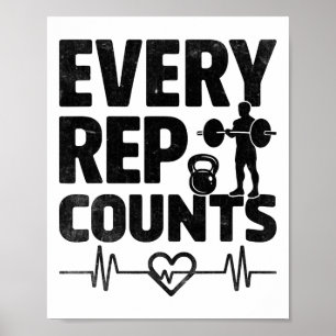Elke Herhaling Telt Gewichtheffer Bodybuilding Lic Poster