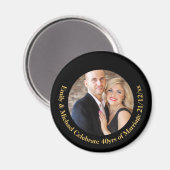 ELKE Huwelijkse Trouwdag Zwart Gouden Marmer FOTO Magneet (Voorkant / Achterkant)