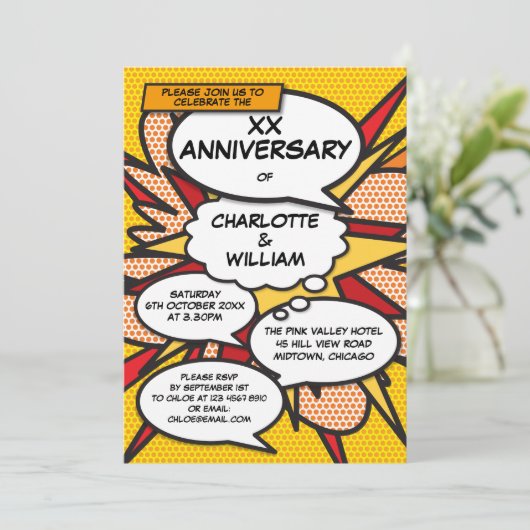 Elke huwelijksverjaardag Leuk Retro stripboek Kaart (Staand voorkant)