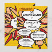 Elke huwelijksverjaardag Leuk Retro stripboek Kaart (Voorkant / Achterkant)