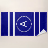 Elke Initiaal Letter, White chain Cirkel op blauw Strandlaken (Voorkant)