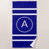 Elke Initiaal Letter, White chain Cirkel op blauw Strandlaken (Voorkant)