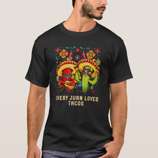 Elke Juan houdt van Tacos Taco Humor Mexicaans voe T-shirt (Voorkant)