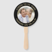 ELKE Jubileum 2 foto Elegant Zwart & Goud Rond Handwaaier (Achterkant)