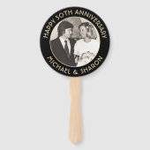 ELKE Jubileum 2 foto Elegant Zwart & Goud Rond Handwaaier (Voorkant)