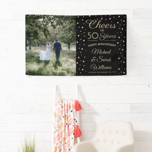 ELKE Jubileum Felicitaties Elegante Foto Zwart & G Spandoek (Insitu)