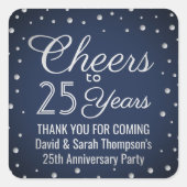 ELKE jubileum felicitaties Elegante marineblauw en Vierkante Sticker (Voorkant)