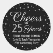 ELKE Jubileum Felicitaties Elegante Zwart en Wit Ronde Sticker (Voorkant)