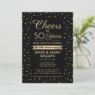 ELKE Jubileum Geluks Wensen Zwart & Goud Confetti  Kaart