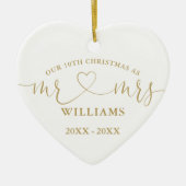 Elke Jubileum kerst Mr. Mrs. Gold liefde hart Keramisch Ornament (Voorkant)