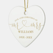 Elke Jubileum kerst Mr. Mrs. Gold liefde hart Keramisch Ornament (Links)