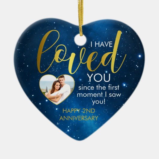Elke Jubileum Love Heart Photo Template Keramisch Ornament (Voorkant)