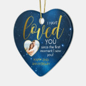 Elke Jubileum Love Heart Photo Template Keramisch Ornament (Links)