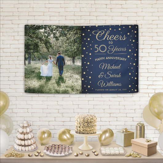 ELKE Jubileum Proost Foto Navy Blauw en Goud Spandoek
