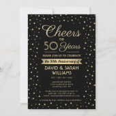 ELKE Jubileum Proost Zwart & Goud Confetti Party Kaart (Voorkant)