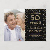 ELKE Jubileum Save the Date 1 Foto Zwart & Goud Uitnodiging Briefkaart (Voorkant)