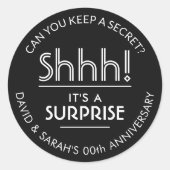 ELKE Jubileum Surprise Party Elegant Zwart Wit Ronde Sticker (Voorkant)