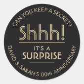 ELKE Jubileum Surprise Party Zwart en Goud Ronde Sticker (Voorkant)