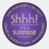 ELKE Jubileum verrassend geborsteld paars en goud Ronde Sticker (Voorkant)