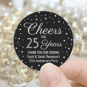 ELKE Jubileum Wensen Elegant Zwart en Wit Ronde Sticker