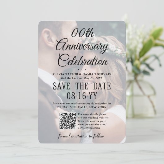 ELKE Jubileumfeestje 2 Foto & QR-code-overlay Save The Date (Staand voorkant)