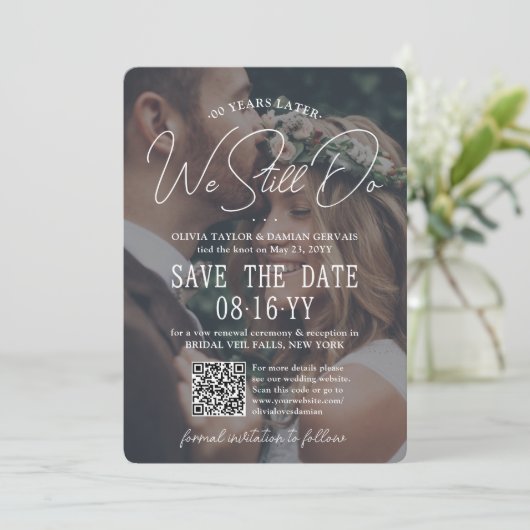 ELKE Jubileumfeestje Wij doen nog steeds QR-code & Save The Date (Staand voorkant)