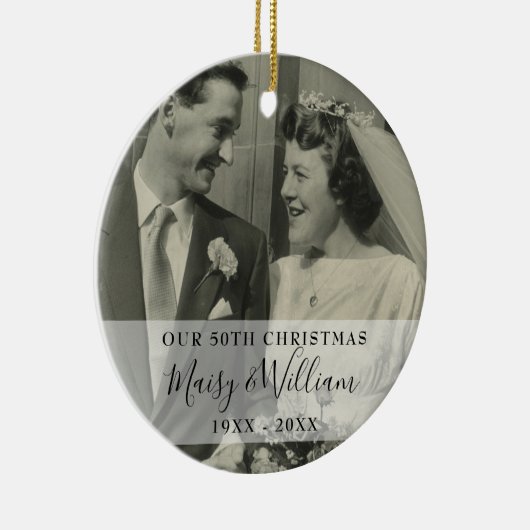 Elke jubileumjaar Kerst Huwelijk 2 Foto Keramisch Ornament (Rechts)