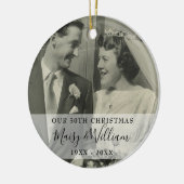 Elke jubileumjaar Kerst Huwelijk 2 Foto Keramisch Ornament (Links)