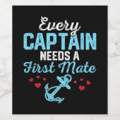 Elke kapitein heeft een eerste stuurman nodig wijn etiket (Enkel label)