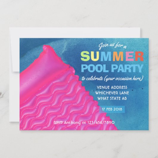 Elke keer dat een zomerpool wordt uitgenodigd kaart (Voorkant)