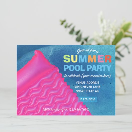 Elke keer dat een zomerpool wordt uitgenodigd kaart (Staand voorkant)