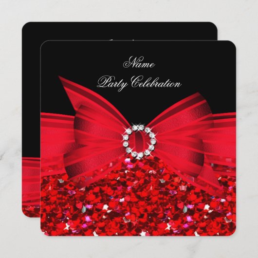 Elke keer dat er een luxe luxe glitter Red Bow-zwa Kaart (Voorkant / Achterkant)