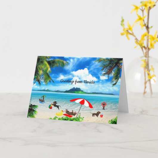 Elke keer dat er een Wenskaart met dachshund-stran Kaart (Gele Bloem)