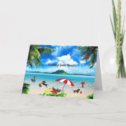 Elke keer dat er een Wenskaart met dachshund-stran Kaart (Voorkant)