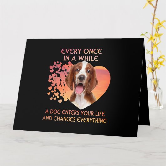 Elke keer in één keer een welsh Springer Spaniel E Kaart (Gele Bloem)